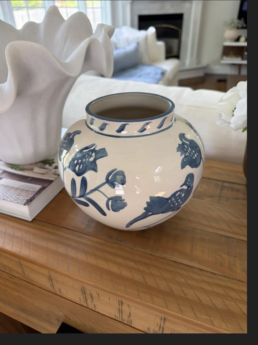 Medium Blue Painted Ceramic Vase - Threshold™